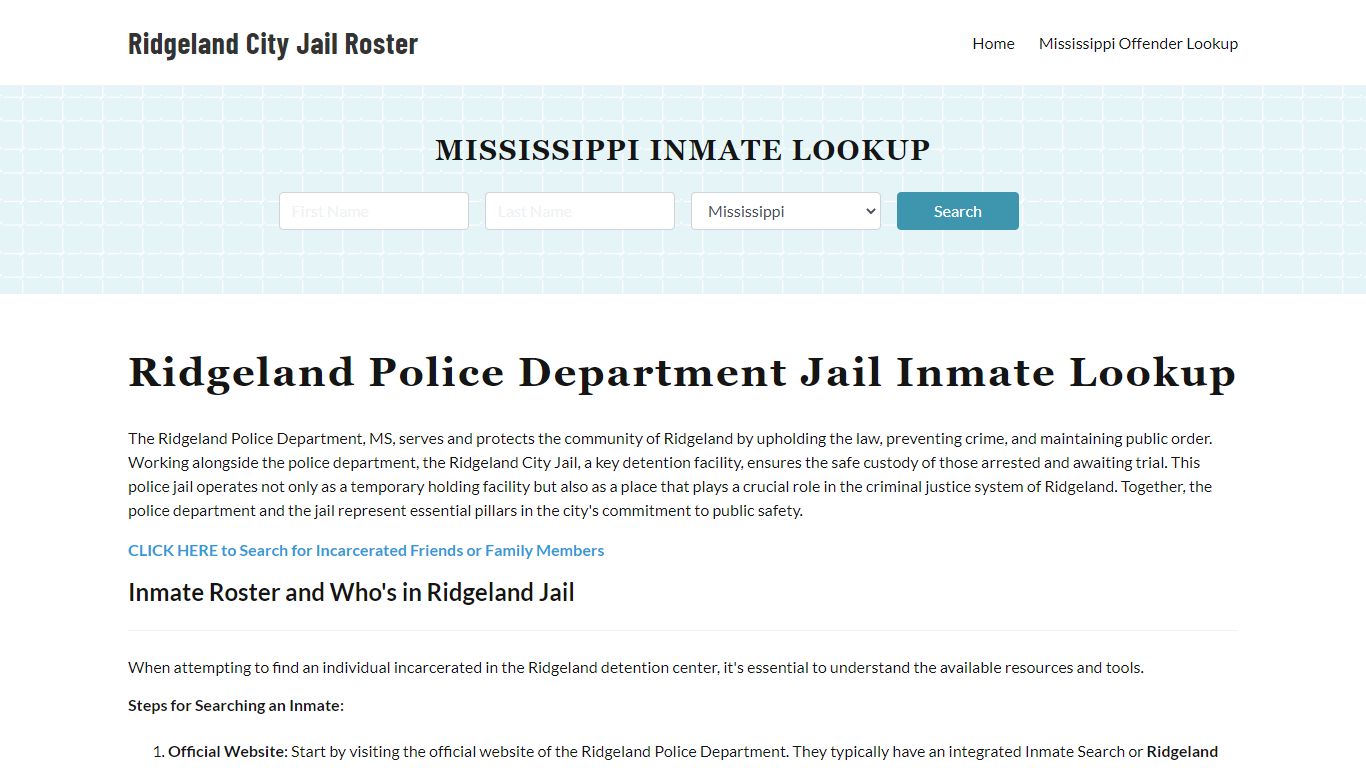 Ridgeland Police Department & City Jail, MS Inmate Roster, Arrests ...